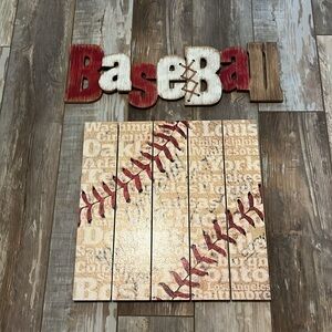 Two Hobby Lobby Baseball wall decor and light switch cover. Never used.